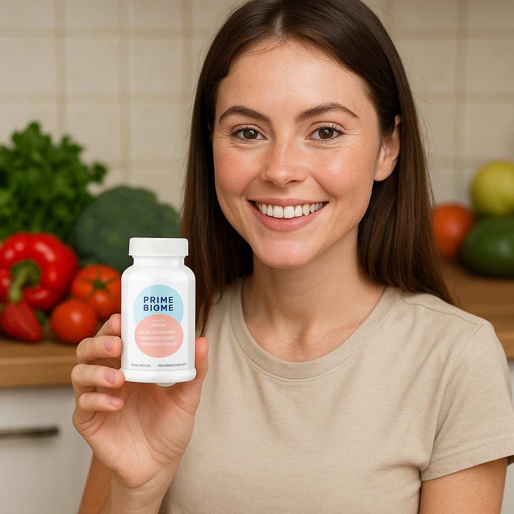Prime Biome probiotic supplement for women's digestive health and gut microbiome balance