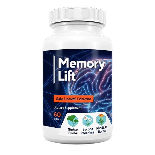 Memory Lift natural ingredients infographic showing Ginkgo Biloba, Bacopa Monnieri, and Rhodiola Rosea